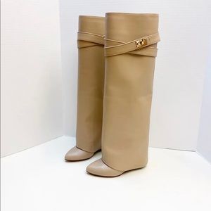Givenchy shark lock boots, nude leather, size 38